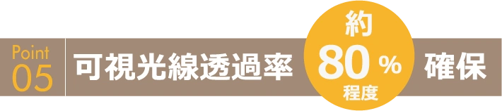 可視光線透過性約80%程度確保